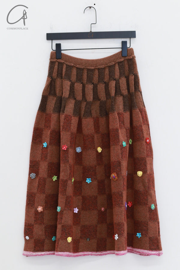 YANYAN KNITS 24 Autumn and Winter Lambswool Knitted Plaid Skirt YYK-YYW24-1321-HONG Red